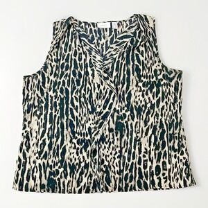 Chico's Sleeveless Blouse‎ size 3 Us 16 Large Animal Print Flowy Ruffle